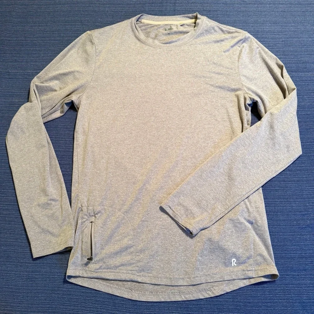 Right of Way Mens Ashton Long Sleeve Performance Shirt Dune Zipper Pocket Size S